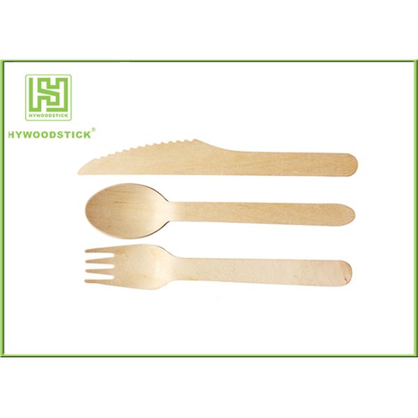Eco Friendly Disposable Utensils Natural Small Wooden Forks 140mm For Bread / Meat