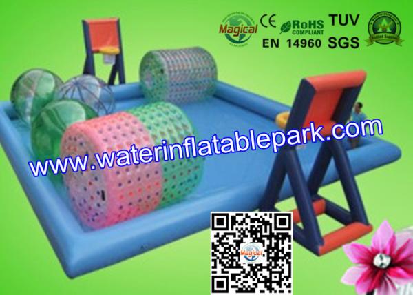 Giant Kids Inflatable Water Park With Swimming Pool , Inflatable Water Play