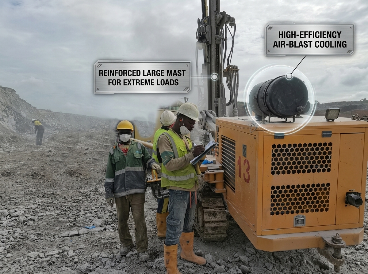 Jinke JK830 Heavy Duty Crawler DTH Drill Rig 165mm Max Hole Diameter Diesel Quarry Blast Hole Drilling