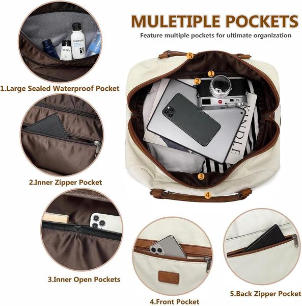 Stylish Duffel Travel Bags With Laptop Compartment Toiletry 19 Inch 19.7x9.8x14.6