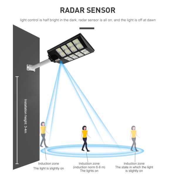 Outdoor All In One Solar Street Light 100w 300W 500W for ROAD Working Time hours 50000