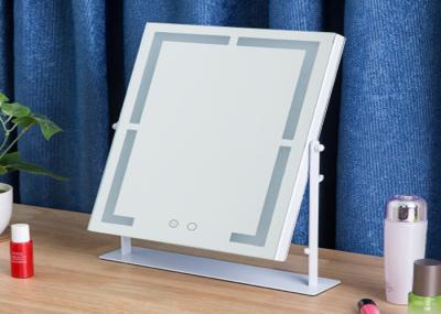 Illuminated Magnifying LED Desktop Mirror With Light , Square Led Mirror