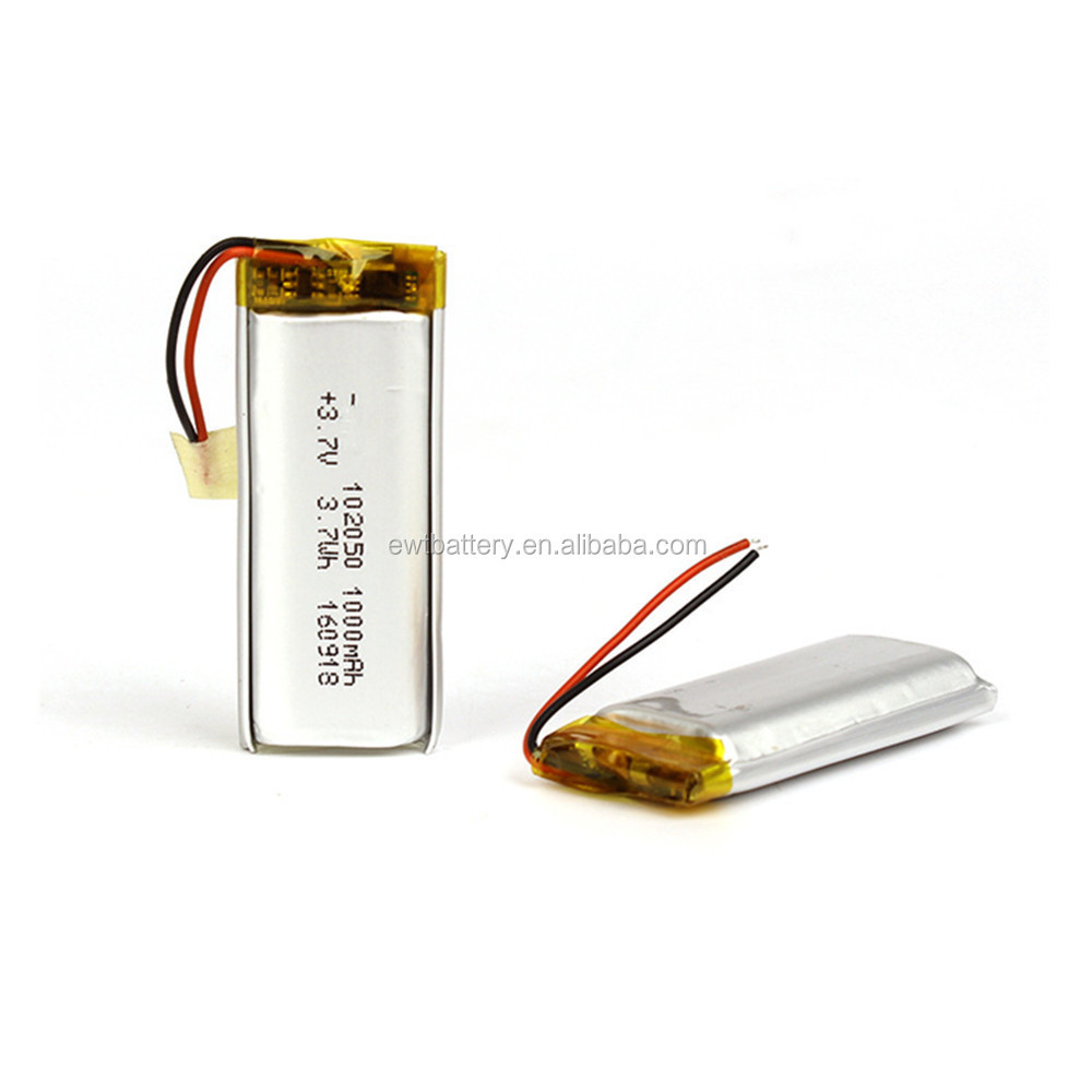 Customized 3.7v smallest lipo battery 102050 li-polymer lithium battery li-ion LP102050 3.7V 1000mAH battery