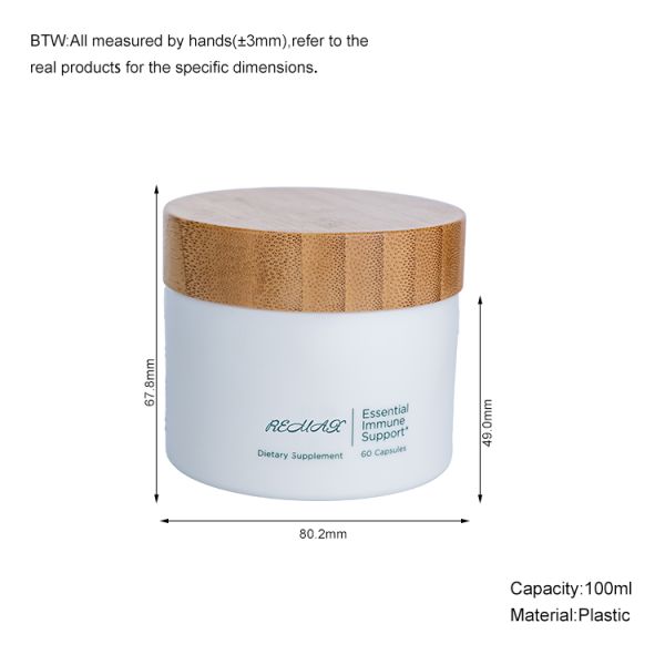 Bouteille blanche de bambou cosmétique de 100 ml Bouteille de crème en plastique avec couvercle en bambou