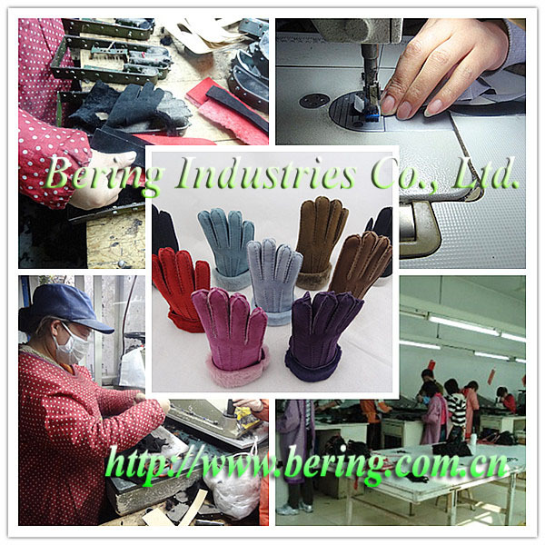 Genuine leather gloves fur gloves winter double face shearing gloves