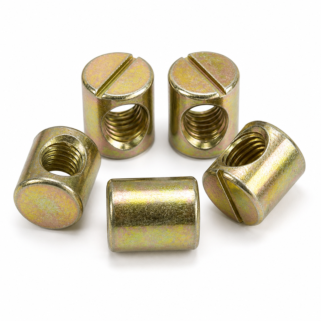 Color zinc hammer nut M6 I-shaped hammer cylinder transverse hole three-in-one connector furniture parts screw nut M8