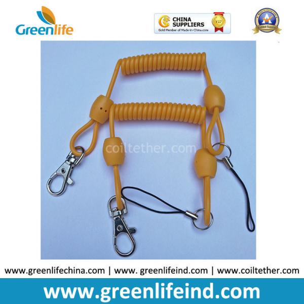 New Style Earthy Yellow Color 8CM Plastic Spring Coil Key Ring Chain