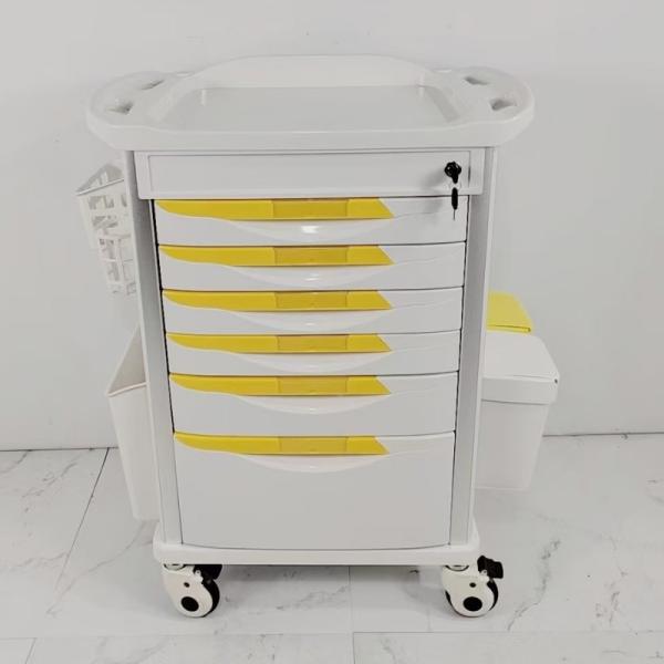 Easy To Clean Medical Trolley With Central Locking 6 Drawers Hospital Drug Trolley