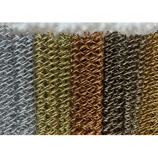 Aluminium Metal Decorative Mesh Curtain Chain Drapery Fabric Fireplace Wire Mesh Metal Coil Mesh Ceiling Curtain