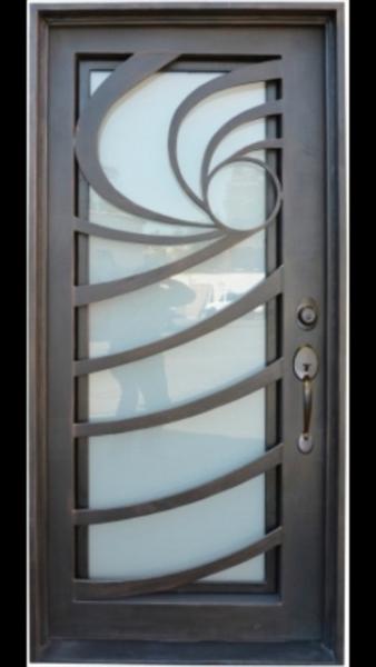 Decoritive Door Square Top Copper Finished Wrought Iron Single Door