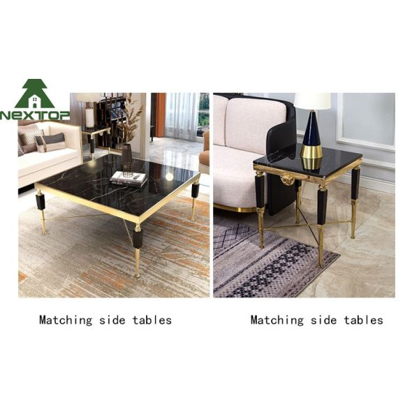 Modern Luxury Hotel Furniture Gold Stainless Steel Marble Decorative Console Entryway Table