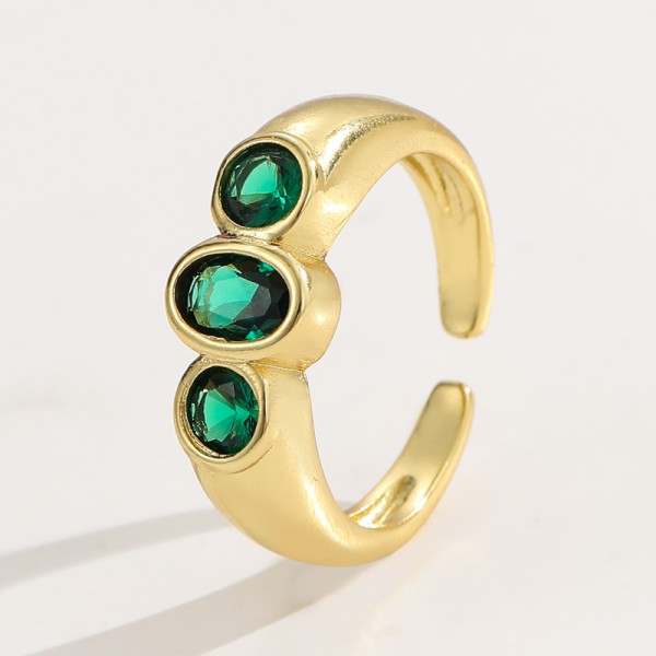 Clear Emerald CZ 14K Gold Plated Adjustable Dubai Gold Star Finger Rings Jewelry Designs for Women Gift