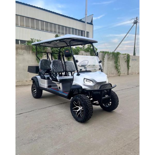 Электрическая тележка для гольфа с тяжелой рамой, превосходный срок службы батареи, регулируемый руль