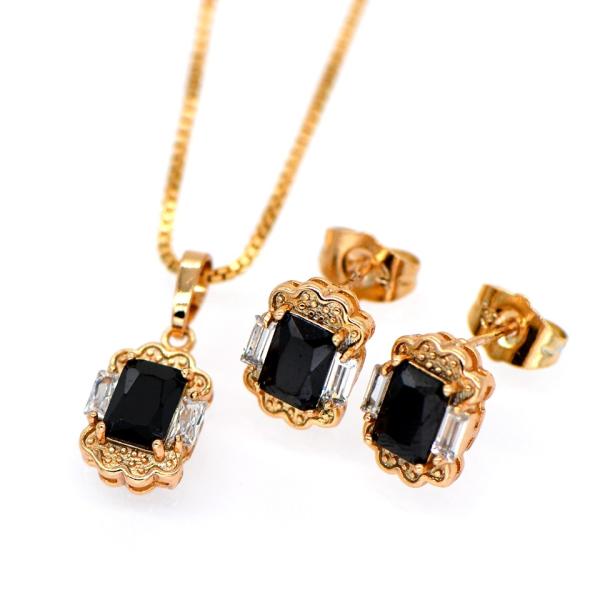 Vintage jewelry Pendants Necklaces Earrings Set For Women 18K Real Gold Plated