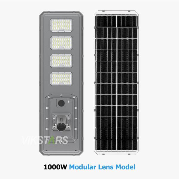 Nouveau lampadaire solaire bidirectionnel IP66 LED Lumière solaire de jardin 600W 900W Tout en un Lampes solaires de paysage