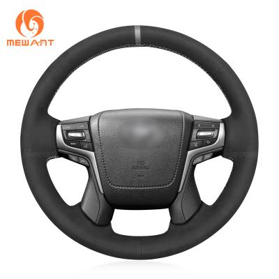 MEWANT Car Interior Accessories For Toyota Land Cruiser Prado Crown Hand Sewing Soft Black Suede Steering Wheel Cover