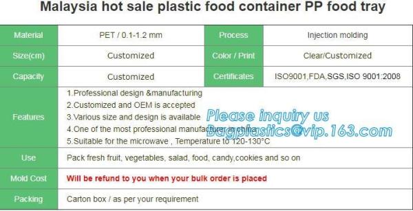 Disposable custom blister PET food packaging plastic container cookie biscuit tray,PET blister packaging compartment hin