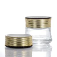 Bouteille de crème de verre Nouveau design Compartiments blancs clairs Couvercle en platine Bouteille de crème de verre Luxe