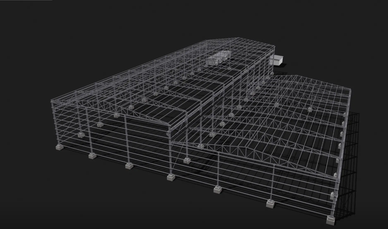 Large-span column-free space portal steel frame structure warehouse