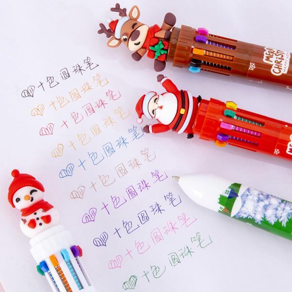 Christmas Ten Color Bullet Ballpoint Pen Cartoon Press Journal Ball Pen