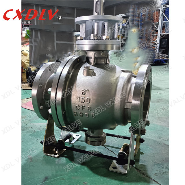 8Flanged Trunnion Ball Valve ANSI150LB With Worm Gear,Side Entry