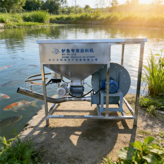 Stainless Steel Shell Automatic Feeding Machine 1400/min for Bass Fish Pond