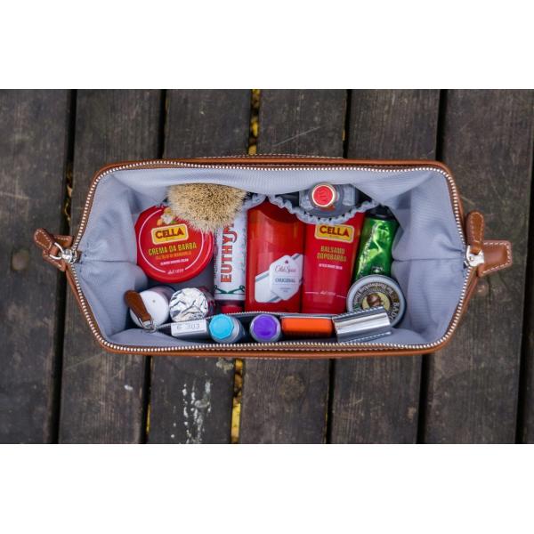 Manufacturers Supply Top Layer Cowhide Vintage Tree Paste Leather High-End Toiletry Storage Bag Large Capacity Cosmetic Bag DOPP KIT