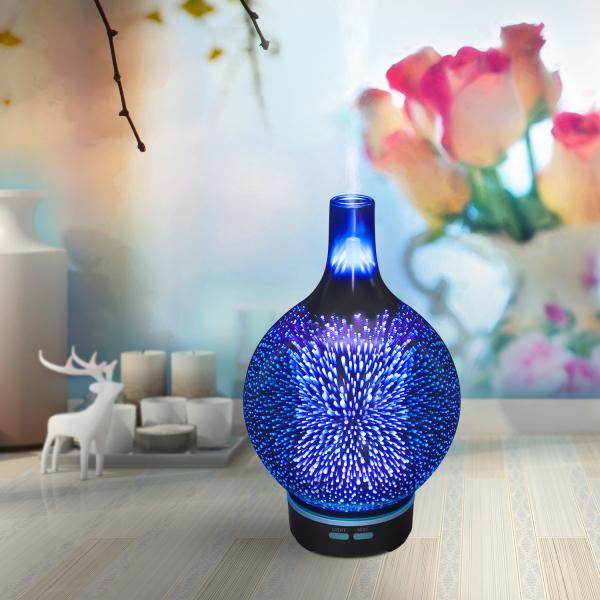 Popular 3D Glass Natural Essential Oil Diffuser Color Changing Super Decorative Glass Humidifier RY32D