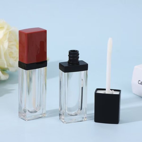 3.5ml tubo de plástico cuadrado de esmalte labial con cepillo, el color se puede personalizar