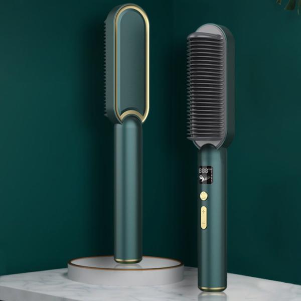 35W Ceramic Hair Straightener Comb , 200 Degree Electric Hair Straightener Brush