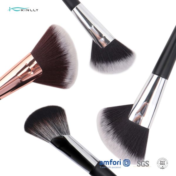 Щетки макияжа ручки вентилятора OEM метки частного назначения деревянные