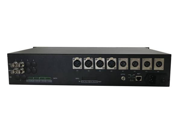 Bidirectional 3G-SDI Fiber Extender with phantom mic and line audio/GPIO/Gigabit