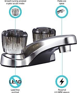 Lightweight Acrylic RV Bathroom Faucet Brushed Nickel Bathroom Taps