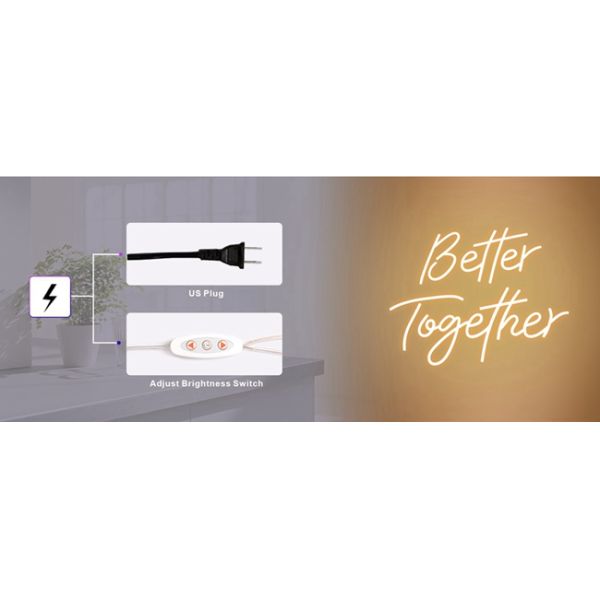 Large Neon Led Wall Light Sign Dimming Switch 12V Engagement Party Decoration Warm White