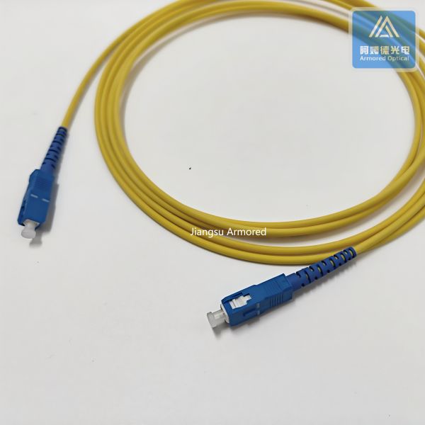 Simplex SM Stainless Steel Armored Patch Cord 3m SC UPC 3.0mm Yellow LSZH Jacket