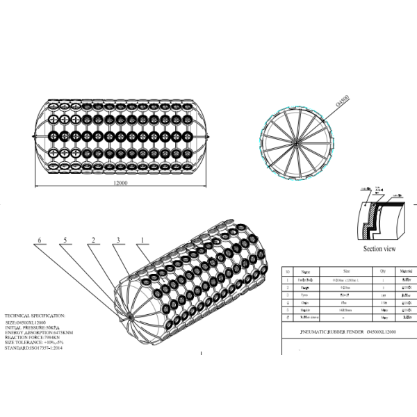 ISO9001:2015 Grade China Factory Inflatable Yokohama Type Floating Pneumatic Rubber Fender 50kpa 80kpa Yokohama Type 4.5m X 12m Floating Pneumatic Rubber Fender