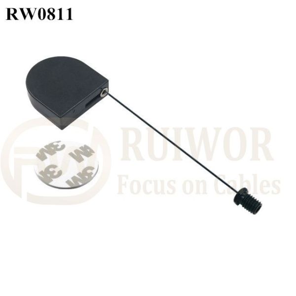 RW0811 D-Shaped Mini Retractable Tether Plus M6x8MM /M8x8MM Or Customized Flat Head Screw Cable End
