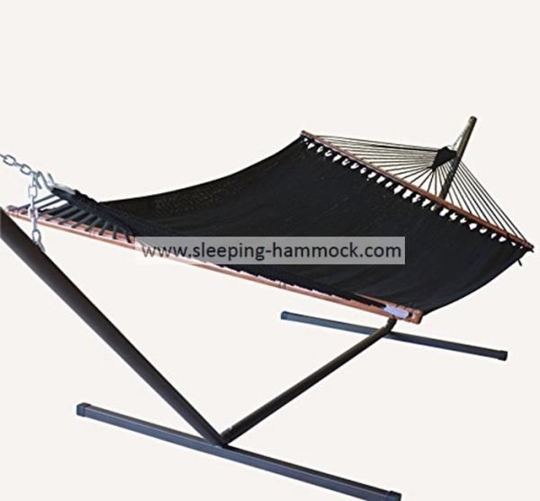 Outside Cool Palm Caribbean Style Hammock , Sleeping Black Free Standing Hammock Bed