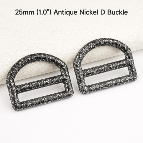 Antique Nickel D Shape Buckle Slider Tri-Glide for 1 Metal Buckle Slides and Straps
