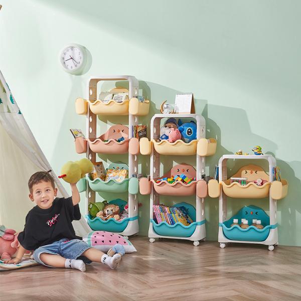 Colorful Kids Plastic Organizer Shelf H119.5cm Plastic Stackable Storage Shelves