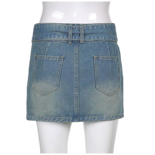 Oem Factory Manufacturer Custom Logo Hip Skirt Lady Short Denim Skirt Custom Denim Clothing