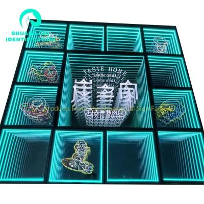 Lâmpadas LED 3D para o exterior Espelho do Abismo do Chão Neon Espelho Mágico Abissal Tamanho personalizado