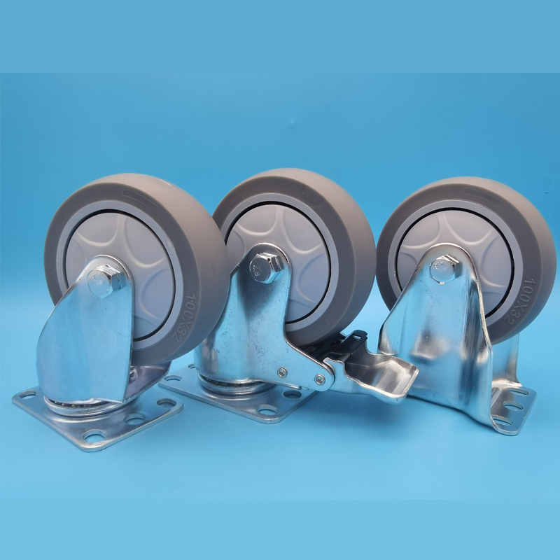 Quiet Industrial Casters Medium-Duty Single-Axis TPR Wheels Castors Singel 4 