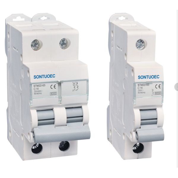 STM22-63 2pole  Circuit Breaker with transparent small cover, two plastic clips up 63A