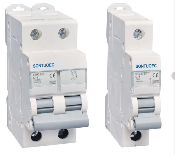 STM22-63 2pole  Circuit Breaker with transparent small cover, two plastic clips up 63A