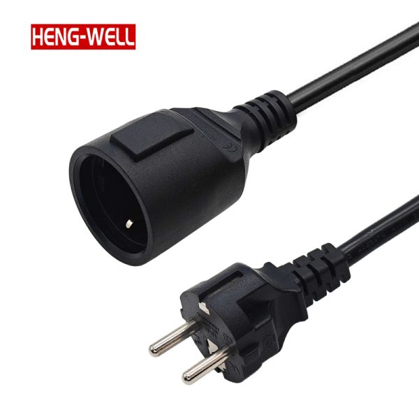 HENG-WELL CEE7/7 Plug European Waterproof Power Extension Cord Schuko Plug With Rubber Cable Leads Europe CE Approval