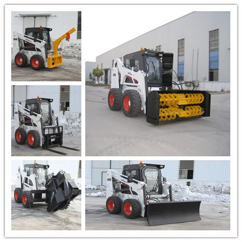 CE certified mini wheel skid steer loader with EPA and HANSA hydraulic pump attachments