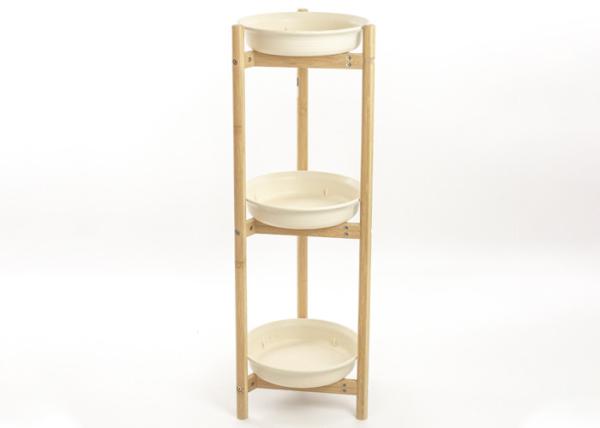 Bamboo Frame Plastic Plates 86cm Height Multi Tier Shelf For Living Room
