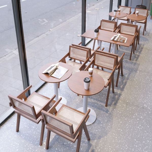 Retro American Restaurant Furniture Vintage Style Wooden Dining Table and Chair Cafe Solid Wood Chairs Set