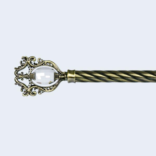 28mm magic mirror-shape crystal luxury curtain rod finials Custom curtain rod set double bracket